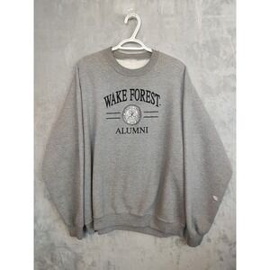 Vintage Wake Forest Alumni Sweatshirt Heather Gray Collegiate Pullover Mens XL